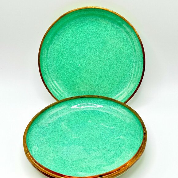 Vtg Hand-Painted Floral Enamel Trinket Box Birds & Blossoms 6" Diameter - Picture 4 of 16